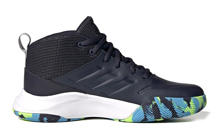 Детские кроссовки adidas OwnTheGame Wide J (черно-зелено-синие) — фото 4
