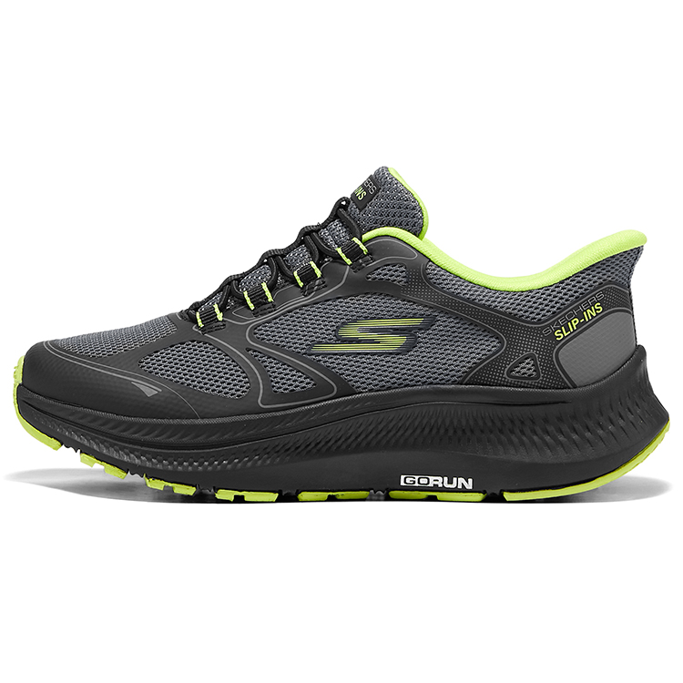 Skechers kids SKECHERS GIRLS One-step on-foot shoes, cushioning and stability, professional running shoes, light and breathable, non-slip, wear-resistant, lightweight and shock-absorbing, low-cut running shoes, black, gray and green, children's style