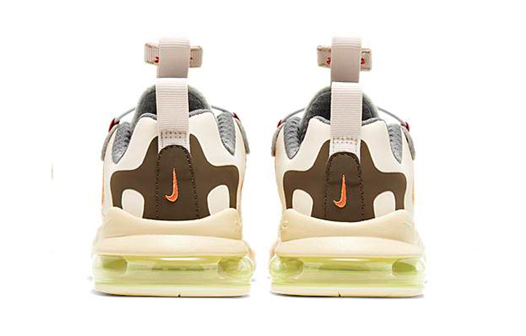 Детские кроссовки Travis Scott x Nike Air Max 270 Cactus Trails (коричнево-желтые) — фото 6