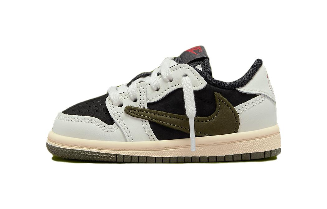 Кроссовки Travis Travis Scott × Jordan Air Jordan 1 Low "Olive" OG SP TD 5.0 (черный / белый / зеленый)
