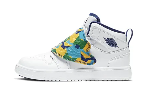 Jordan Air Jordan 1 comfortable and versatile non-slip shock-absorbing high-top children's basketball shoes white for small and middle-aged children