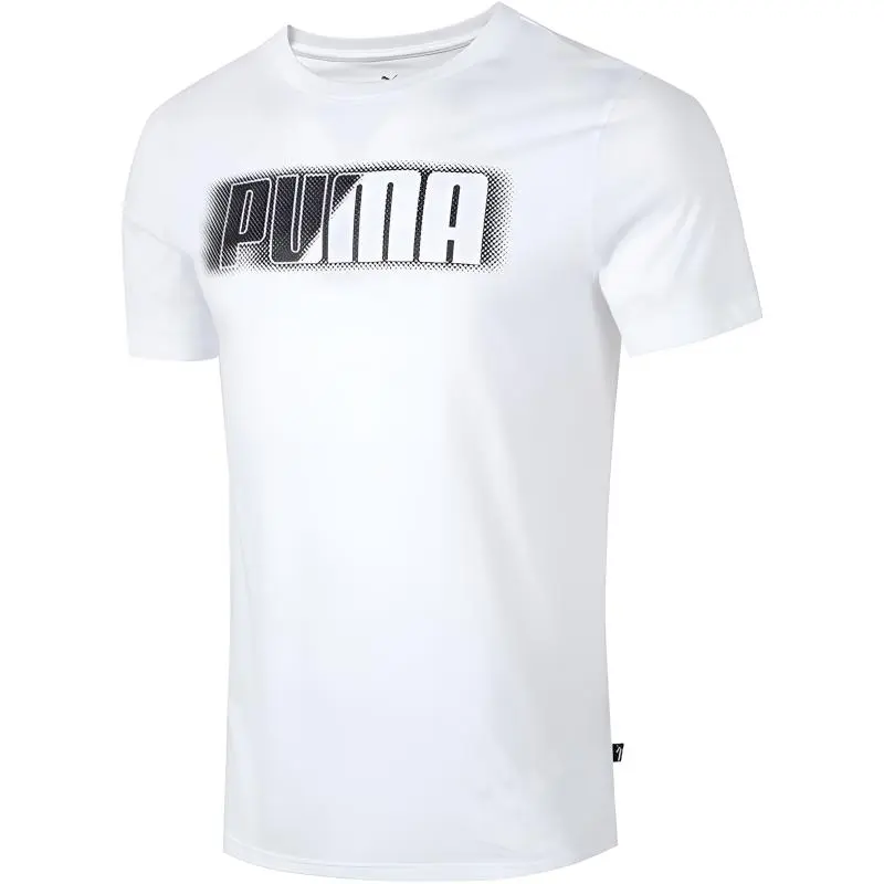 PUMA T-Shirts Men's White Crew Neck Moderate Straight Fit
