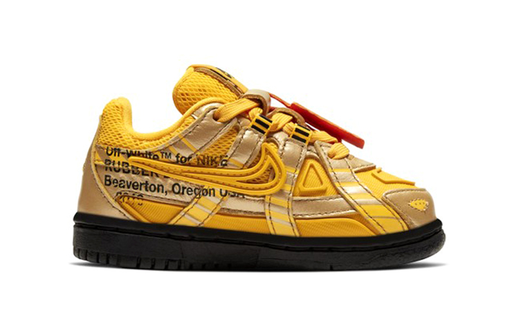 Кроссовки для девочек OFF-WHITE x Nike Rubber Dunk "University Gold" (желто-черные) — фото 4