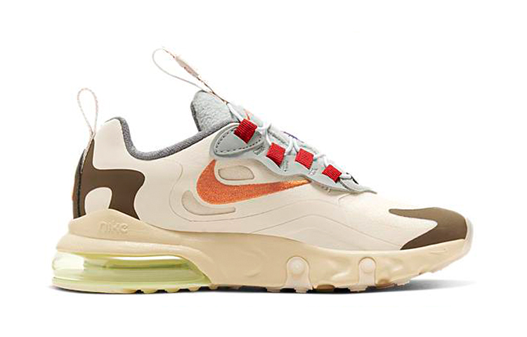 Детские кроссовки Travis Scott x Nike Air Max 270 Cactus Trails (коричнево-желтые) — фото 3