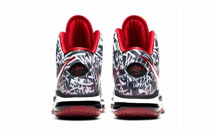 Кроссовки Nike NikeLebron 8 Graffiti GS (красный / черный / белый) — Красный / чёрный / белый — фото 7