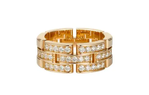 Cartier, agile stone inlay, diamond golden ring for men and women, 750 sample gold, for beloved, pink gold