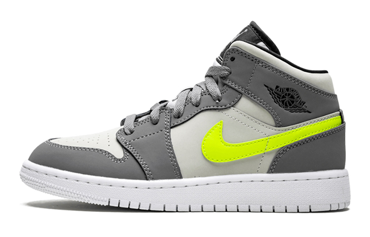Кеды Jordan Air Jordan 1 Mid (зелено-серо-черный) — фото 1