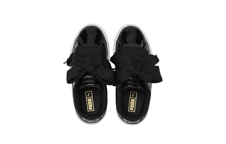 Кеды PUMA Basket Heart Patent Little (черно-белые) — фото 3