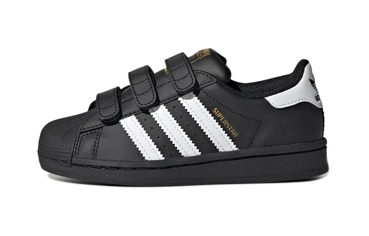 Adidas Originals SUPERSTAR Fashion Anti kick Low top Skateboard Shoes Black White Children Aged 3 7 Years Old
