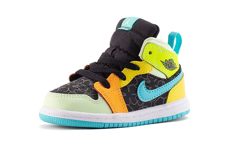 Кроссовки Jordan Air Jordan 1 Mid SE (черные) — 蓝黑橘 — фото 3