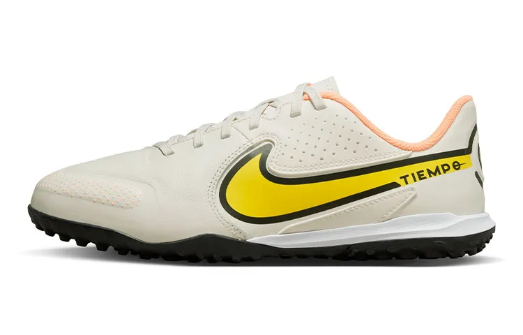 Nike Tiempo Legend 9 Academy TF Slip Resistant Abrasion Resistant Low top Kids' Soccer Shoes Gray Yellow Kids'