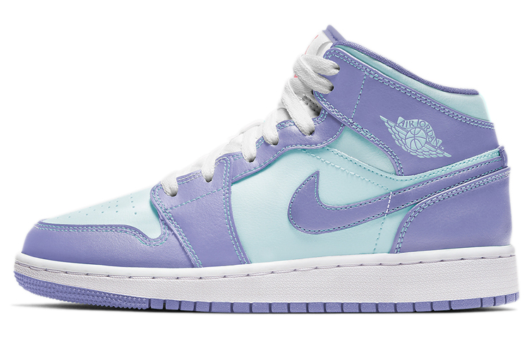 Кроссовки Jordan Air Jordan 1 Mid (фиолетово-сине-зеленые) — фото 1