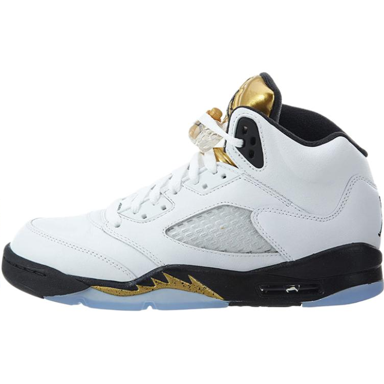 Jordan Air Jordan 5 Retro Olympic GS anti-slip shock-absorbing high-top children's basketball shoes white black gold 2016 same style for men and women