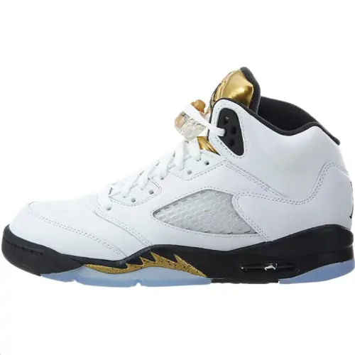 Jordan Air Jordan 5 Retro Olympic GS anti-slip shock-absorbing high-top children's basketball shoes white black gold 2016 same style for men and women