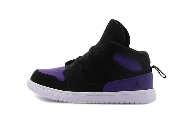 Jordan Access Air Basketball Shoes Slip Resistant Cushioning Abrasion Resistant Mid top Toddler Shoes Black Purple