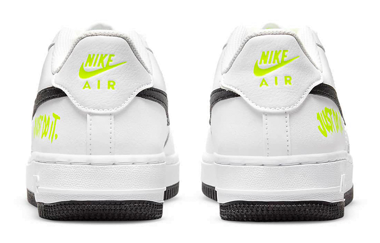 Кеды Nike NikeAir Force 1 "Just Do It" GS (белый / черный / зеленый) — Белый / чёрный / зелёный — фото 6