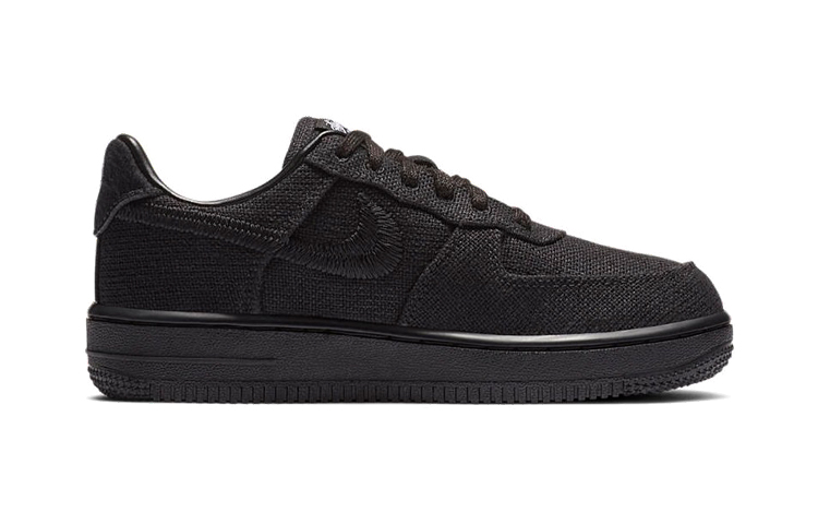 Кроссовки Stussy x Nike Air Force 1 (черные) — Чёрный — фото 4