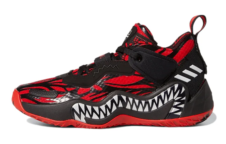 Adidas D.O.N. Issue #3 J Cushioning, Wear Resistant Mid top Basketball Shoes Black Red