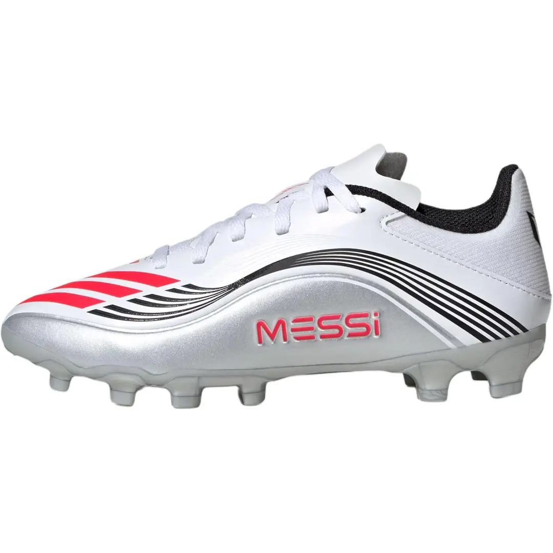 Adidas F50 Collection Messi Collection Abrasion Resistant Low top Kids' Soccer Shoes White Red Silver Kids'