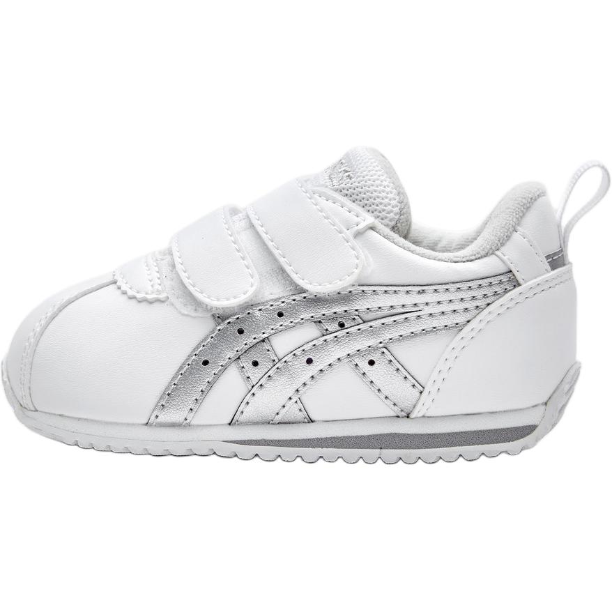 ASICS Suku BEST MOTHER award-winning series ASICS fits the shape of the foot, is skin-friendly, is light and grows steadily, protects the foot, is anti-collision, has a soft sole and is comfortable, anti-kick, wear-resistant and breathable, low-top toddler shoes, white/silver, infants and toddlers