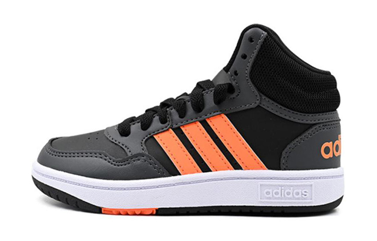 Детские кеды adidas adidas neo Hoops 3.0 Mid K (черно-оранжевые)