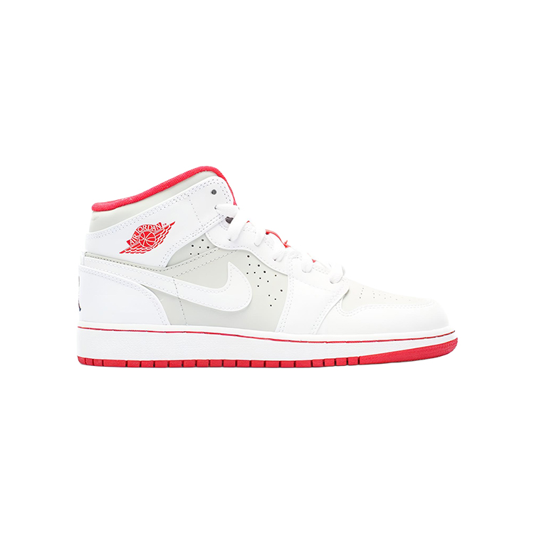 Кеды Jordan Air Jordan 1 Retro Mid Hare (бело-красные) — 白/大红/亮银/黑 — фото 2