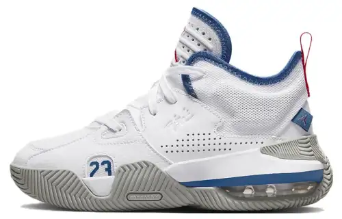 Jordan 2 Cushioning Abrasion Resistant Mid top Vintage Basketball Shoes White Blue Unisex