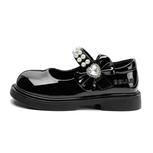 BELLE Velcro Pearl Butterfly Decoration Casual Low-top Children's Leather Shoes Children's Style