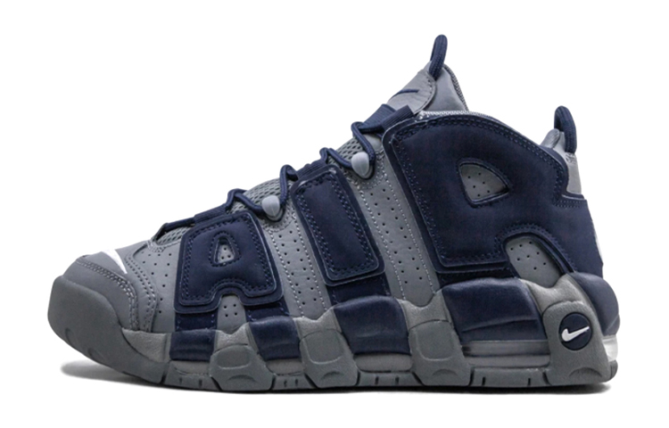 Nike Air More Uptempo 96 Cool Grey Midnight Navy Comfortable Sports Non-slip and Wear-resistant Middle-top Children's Basketball Shoes Navy