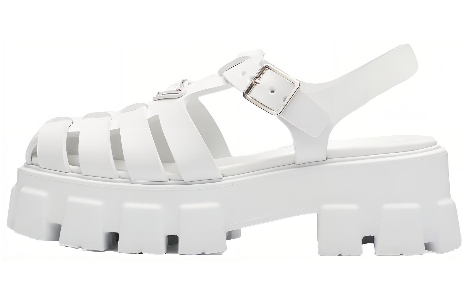 PRADA Monolith Foam Rubber 55mm Sandals White Women's