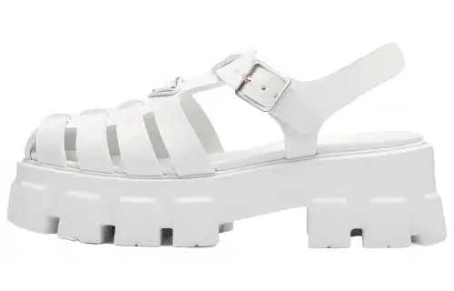 PRADA Monolith Foam Rubber 55mm Sandals White Women's