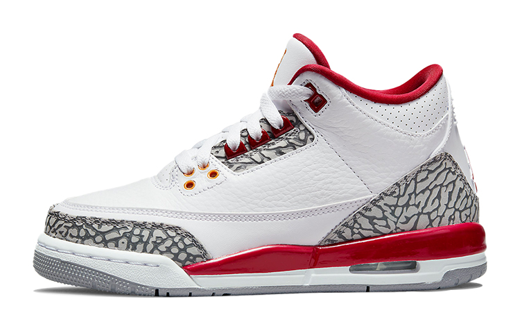 Jordan Кожаные кроссовки Air Jordan 3 Retro «Cardinal Red» красный Удобный и износостойкий средней высоты детские баскетбольные кроссовки белый ликер красный