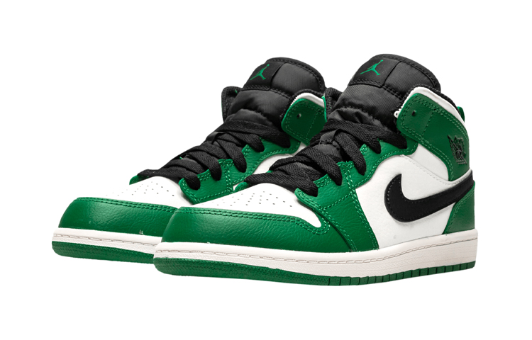 Кроссовки Jordan Air Jordan 1 Mid SE (бело-зеленые) — Белыйзелёный — фото 4