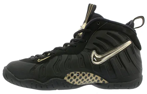Nike Foamposite Pro Black Metallic Gold lightweight woven GS anti-slip shock absorption mid-top basketball shoes liquid gold same style for men and women