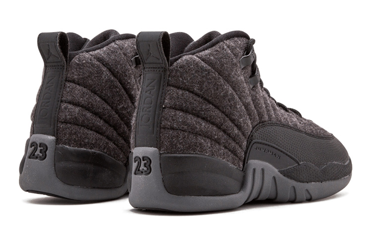 Кроссовки Jordan Air Jordan 12 Retro Wool GS (черные) — 深灰色/金属银/黑 — фото 5