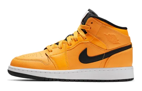 Jordan Air Jordan 1 Mid leather lightweight woven GS mid-top basketball shoes yellow same style for men and women