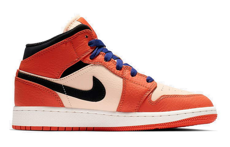 Кроссовки Jordan JordanAir Jordan 1 Mid GS (белый / синий / оранжевый) — фото 4