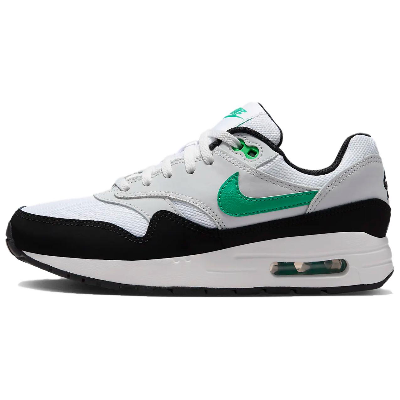 Кроссовки Nike Air Max 1 (бело-черно-зеленые)