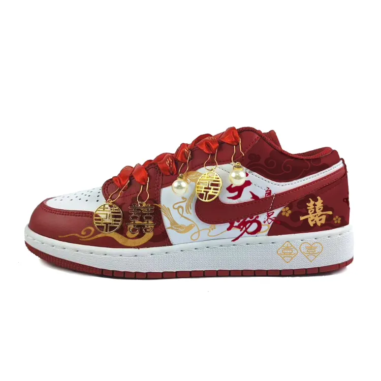 Jordan Air Jordan 1 Low Leather Low top Vintage Basketball Shoes Women's Red