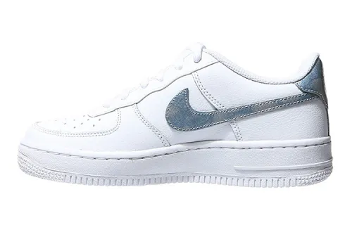 Nike Air Force 1 Trainers In White Blue Cow Leather Low top Skateboard Shoes White Gray Unisex