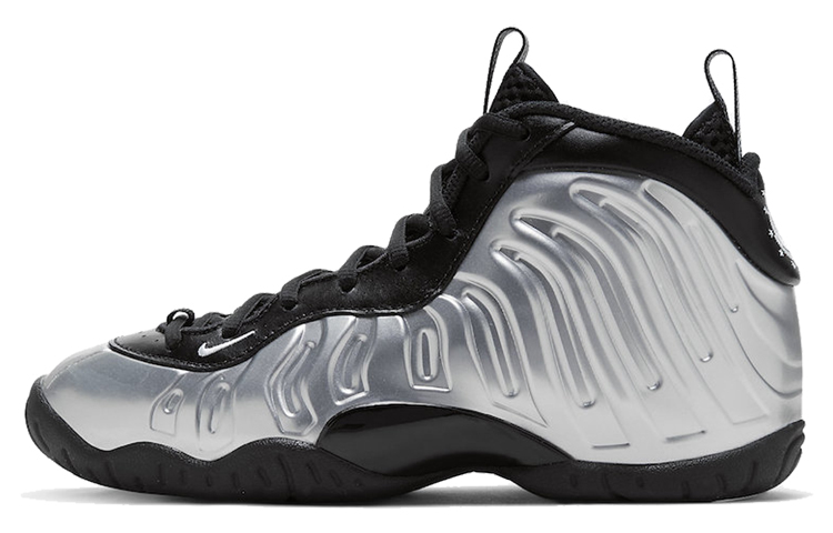 Nike Foamposite One Chrome Black PU (polyurethane) GS high-top basketball shoes silver spray same style for men and women