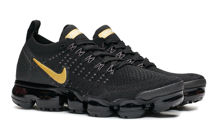 Кроссовки Nike NikeVaporMax Flyknit 2 GS (черно-золотые) — фото 2