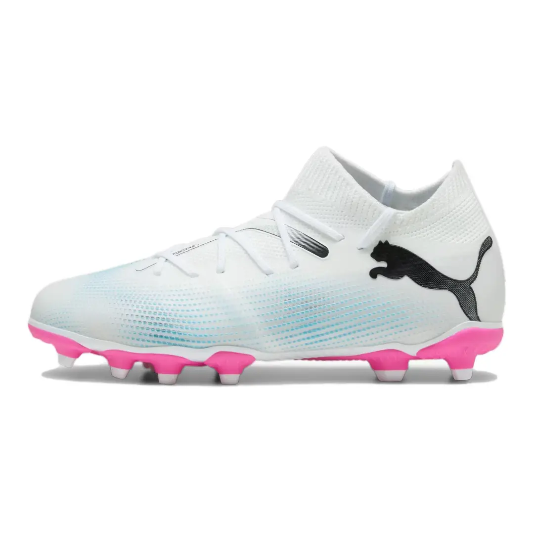 PUMA FUTURE 7 MATCH Cushioning Abrasion Resistant Low top Kids' Soccer Shoes White Black Pink
