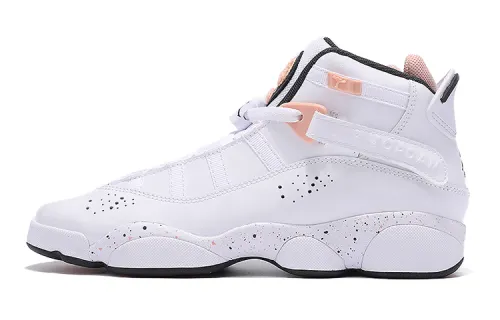 Jordan Air Jordan 6 Rings Six Crowns Wrapping GS High Top Basketball Shoes White Black Pink Unisex