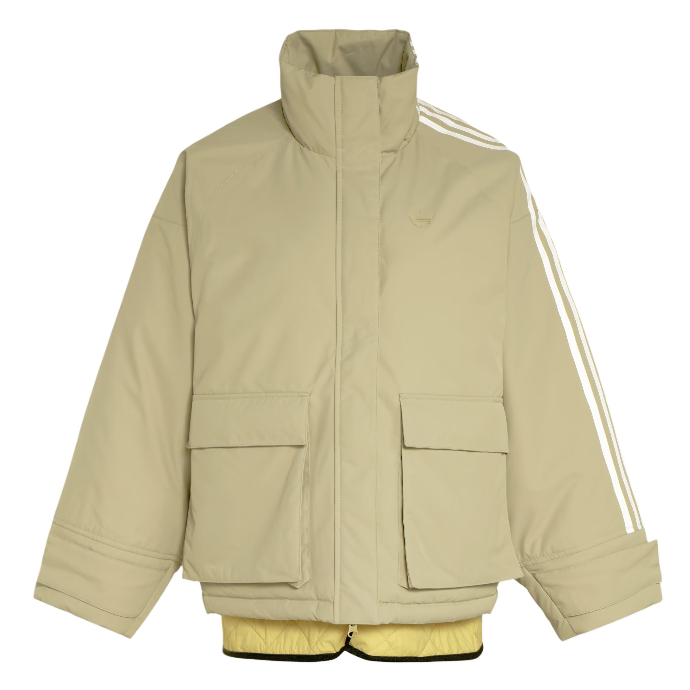 Adidas originals FW25 PREMIUM 3S PADDED Warm striped sports loose long-sleeved cotton jacket for women