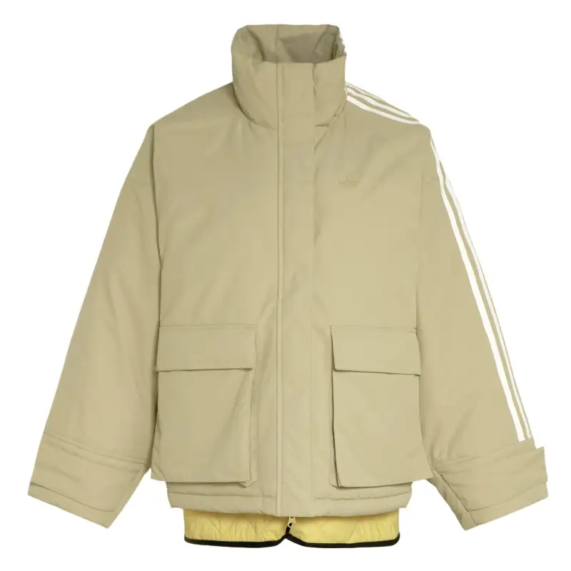 Adidas originals FW25 PREMIUM 3S PADDED Warm striped sports loose long-sleeved cotton jacket for women