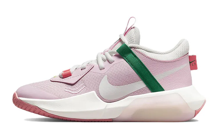 Nike Slip Resistant Abrasion Resistant Mid top Children's Basketball Shoes Pink White