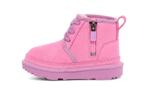 UGG Suede, round toe zipper, low-cut children's boots, pink, small and medium-sized children