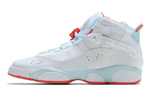 Jordan Air Jordan 6 Rings six-time champion GS wear-resistant mid-top basketball shoes ice blue white orange same style for men and women