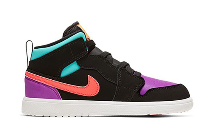 Детские кроссовки Jordan Air Jordan 1 BP (черно-серо-белые) — 紫/蒂芙尼蓝 — фото 4